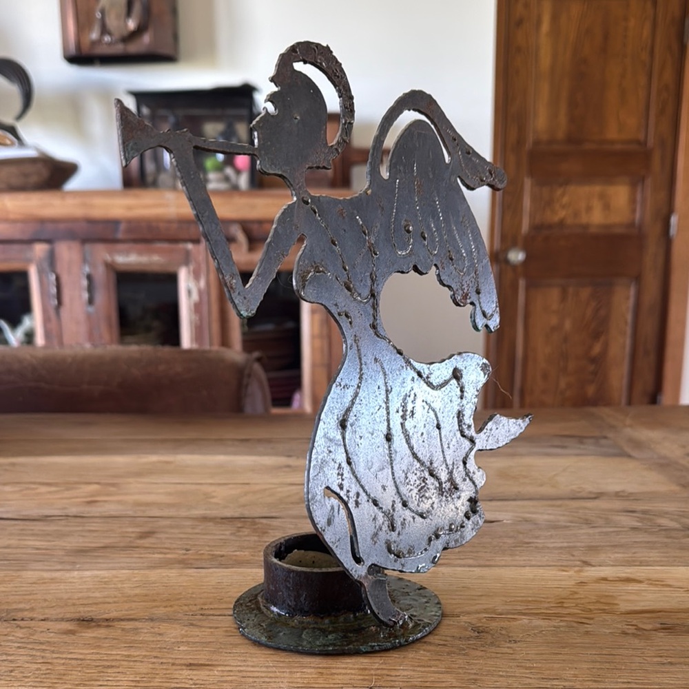Artisan Metal Angel Candle Holder